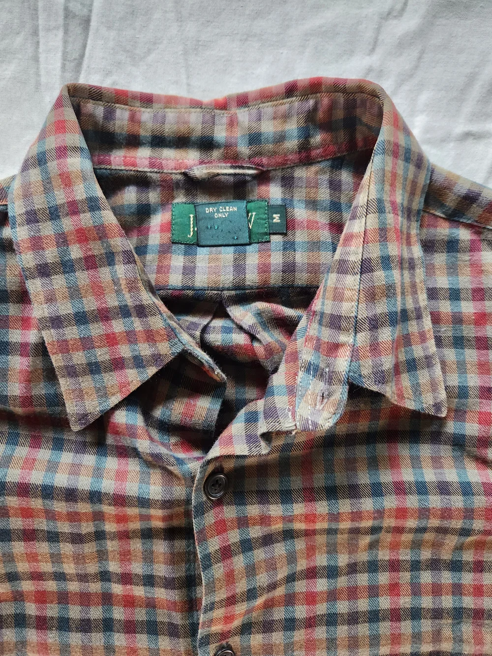J.CREW Men's Plaid Flannel Button-Up Long Sleeve Point Collar Pockets Size M